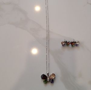 Butterfly necklace & earrings